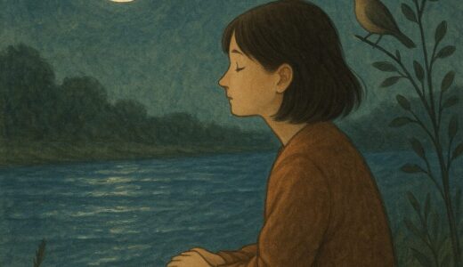 「三日月の川辺で」